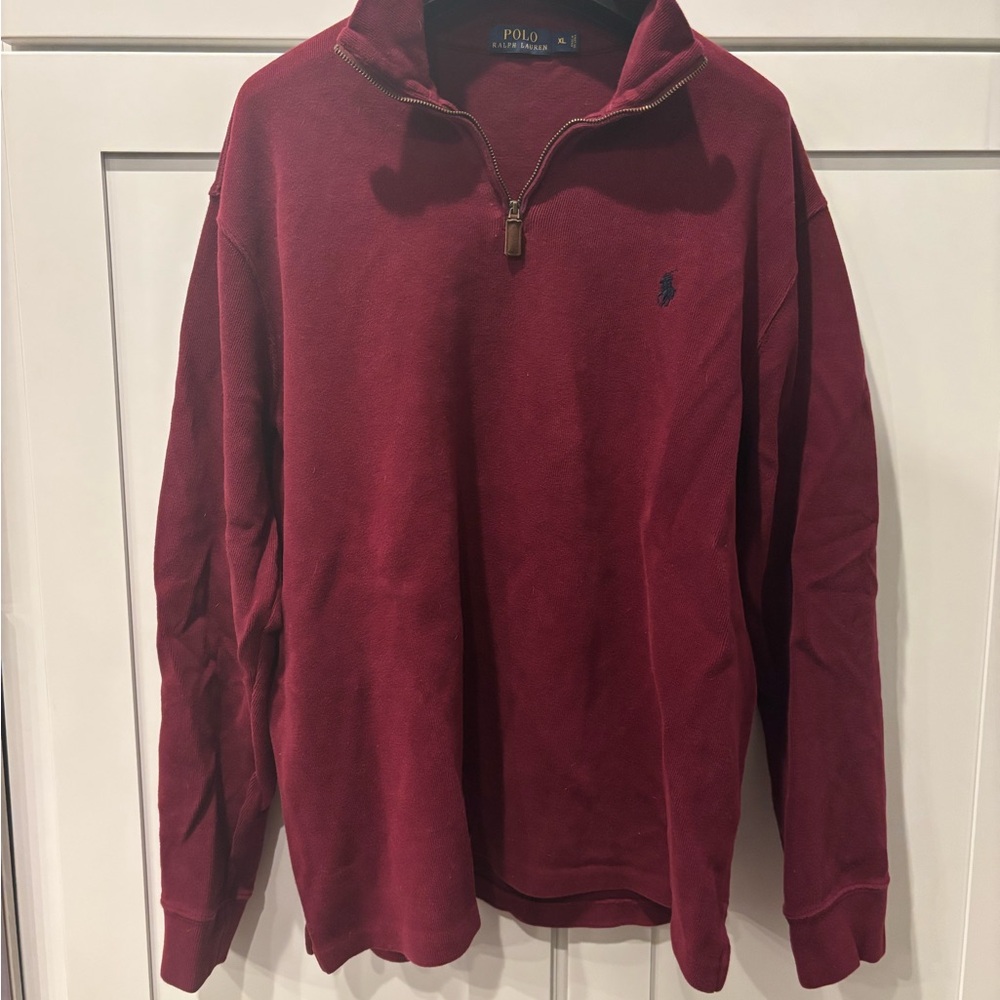 Ralph Lauren Deep Red Half-Zip Sweater